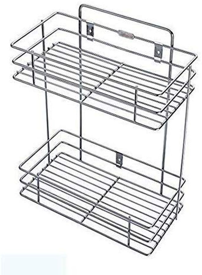 Dhavl Stainless Steel Multipurpose Storage Rack/Shelf, Double Layer Kitchen Rack, Bathroom Shelves and Racks Steel, Wall Mounted Organiser for Home - Image 2